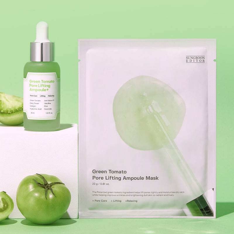SUNGBOON EDITOR Green Tomato Pore Lifting Ampoule Mask | BONIIK Best Korean Beauty Skincare Makeup Store in Australia